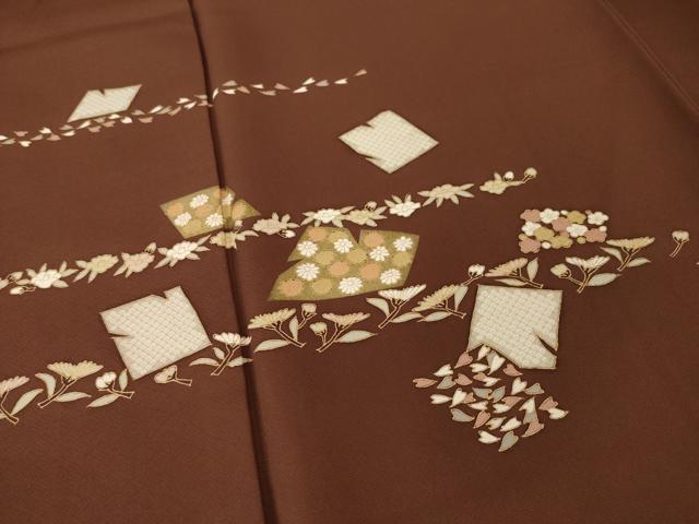 平和屋着物●訪問着　箔散らし花文　金彩　正絹　逸品　AABH8438ck_3