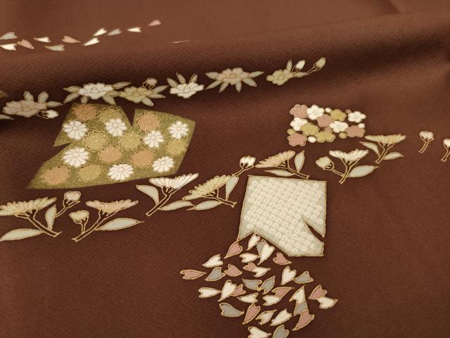 平和屋着物●訪問着　箔散らし花文　金彩　正絹　逸品　AABH8438ck_5