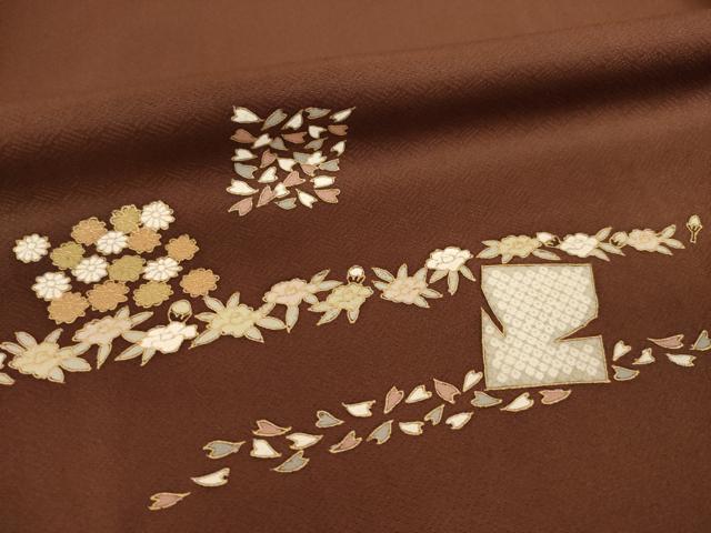 平和屋着物●訪問着　箔散らし花文　金彩　正絹　逸品　AABH8438ck_6