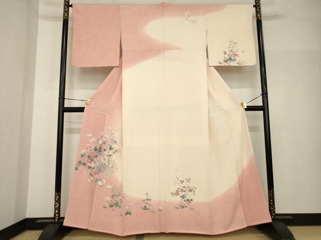 平和屋着物●訪問着　友禅　孔雀花文　暈し染め　正絹　逸品　AABH8443ck 27,040円