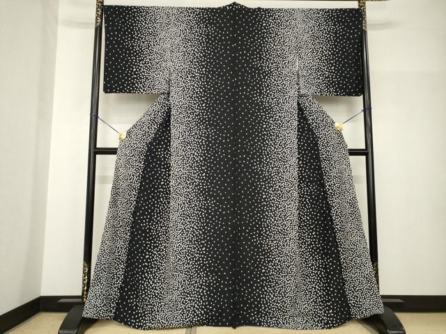 平和屋着物●上質な小紋　桜間道　黒地　正絹　逸品　AABH8478ck