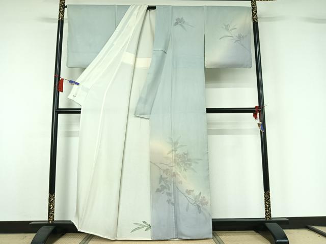 平和屋着物▽訪問着　無双　紗袷　紗×絽　枝花文　三越扱い　正絹　逸品　AABH8616jh_1