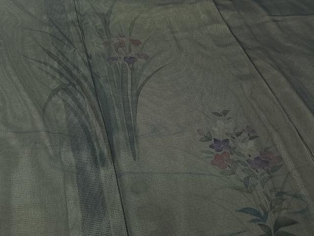 平和屋着物▽訪問着　無双　紗袷　紗×絽　手描き　流水花文　銀彩　三越扱い　正絹　逸品　AABH8617jh_4