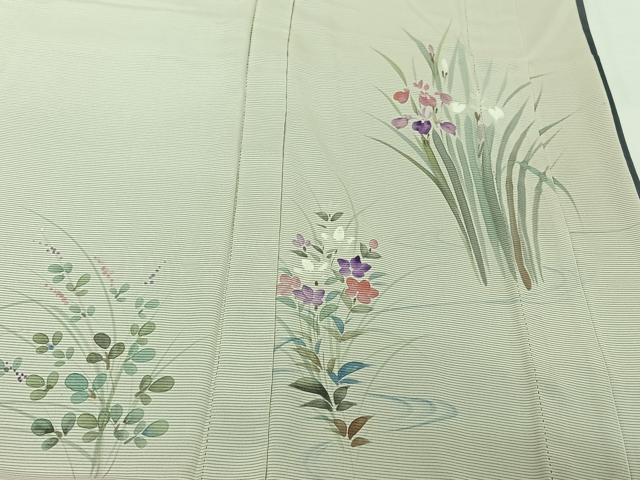 平和屋着物▽訪問着　無双　紗袷　紗×絽　手描き　流水花文　銀彩　三越扱い　正絹　逸品　AABH8617jh_6