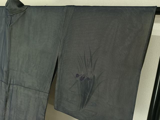 平和屋着物▽訪問着　無双　紗袷　紗×絽　手描き　流水花文　銀彩　三越扱い　正絹　逸品　AABH8617jh_3