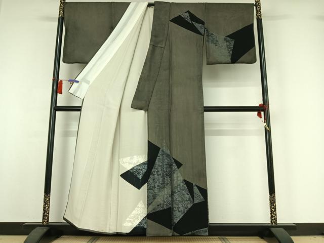 平和屋着物▽訪問着　無双　紗袷　紗×絽　切嵌花文　正絹　逸品　AABH8671jh_1