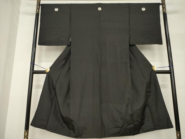 平和屋着物●男性　黒紋付　正絹　逸品　AABH8797ck