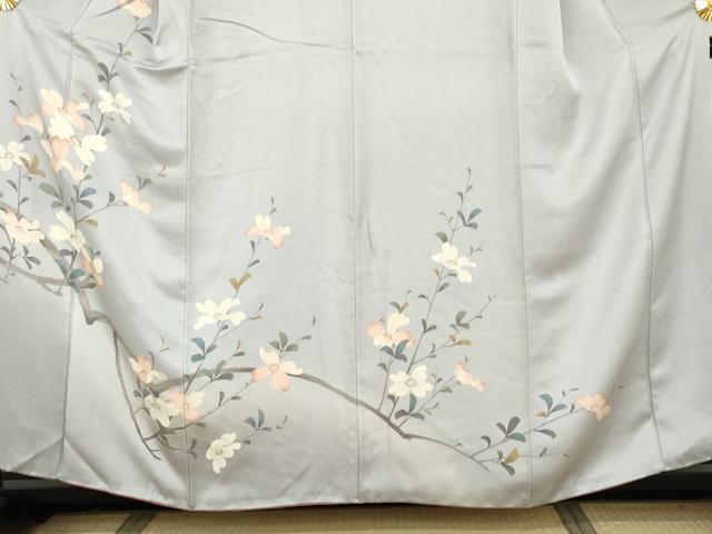 平和屋着物●訪問着　枝花文　暈し染め　正絹　逸品　AABH8870cs_2
