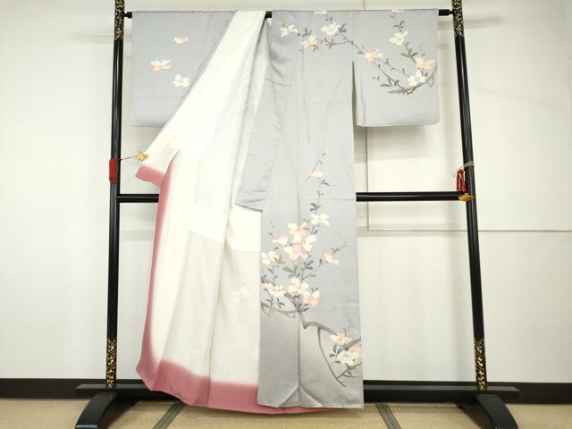 平和屋着物●訪問着　枝花文　暈し染め　正絹　逸品　AABH8870cs_1