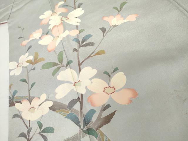 平和屋着物●訪問着　枝花文　暈し染め　正絹　逸品　AABH8870cs_3