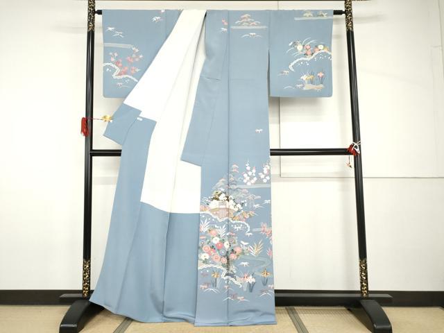 平和屋着物●訪問着　友禅　松竹梅風景文　正絹　逸品　AABH8879cs 平和屋着物○訪問着 友禅 松竹梅風景文 正絹 逸品 AABH8879cs 【公式通販】