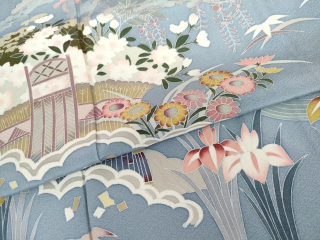平和屋着物●訪問着　友禅　松竹梅風景文　正絹　逸品　AABH8879cs 平和屋着物○訪問着 友禅 松竹梅風景文 正絹 逸品 AABH8879cs 【公式通販】
