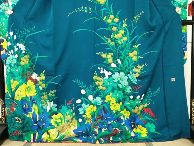 平和屋着物●女優・後藤久美子ブランド　振袖　草花文　金彩　正絹　逸品　AABH8886cs_2