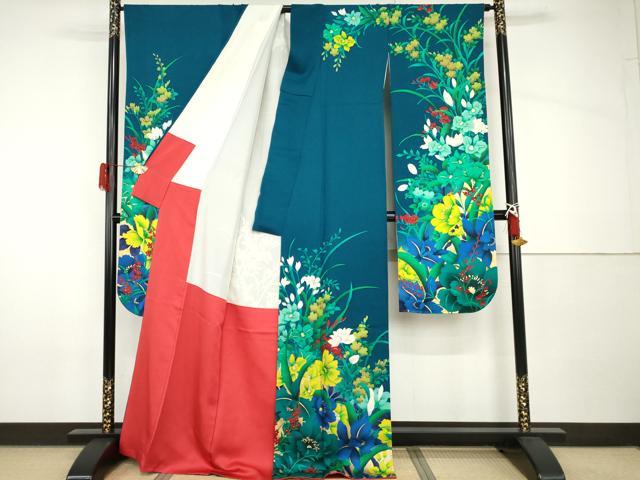 平和屋着物●女優・後藤久美子ブランド　振袖　草花文　金彩　正絹　逸品　AABH8886cs_1