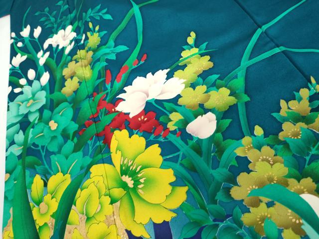 平和屋着物●女優・後藤久美子ブランド　振袖　草花文　金彩　正絹　逸品　AABH8886cs_3