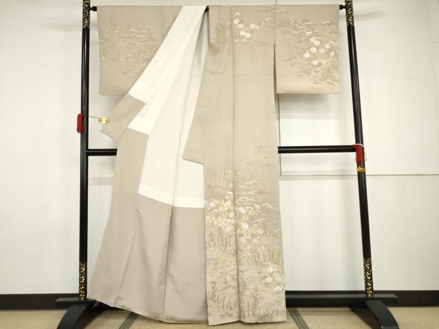 平和屋着物●総刺繍　訪問着　駒刺繍　中国三大刺繍　汕頭刺繍　スワトウ刺繍　立波花松文　暈し染め　金糸　正絹　逸品　AABH8906cs_1