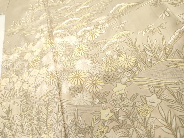 平和屋着物●総刺繍　訪問着　駒刺繍　中国三大刺繍　汕頭刺繍　スワトウ刺繍　立波花松文　暈し染め　金糸　正絹　逸品　AABH8906cs_3