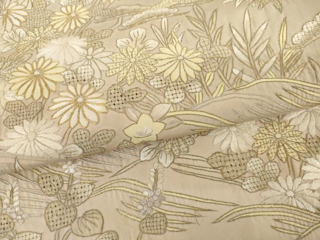 平和屋着物●総刺繍　訪問着　駒刺繍　中国三大刺繍　汕頭刺繍　スワトウ刺繍　立波花松文　暈し染め　金糸　正絹　逸品　AABH8906cs_5