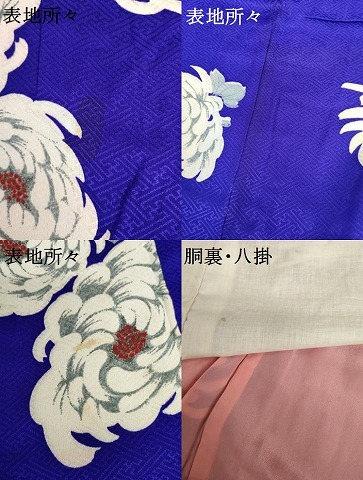 平和屋着物●アンティーク　大正ロマン　小紋　菊　正絹　逸品　AABH8970cs_6