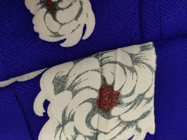 平和屋着物●アンティーク　大正ロマン　小紋　菊　正絹　逸品　AABH8970cs_3