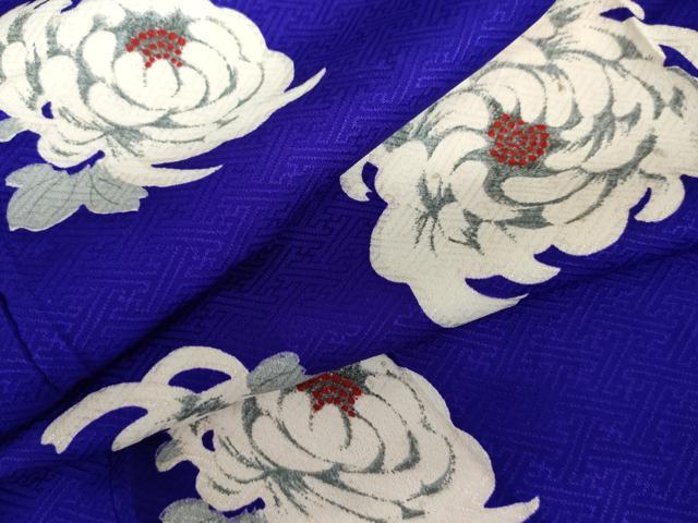 平和屋着物●アンティーク　大正ロマン　小紋　菊　正絹　逸品　AABH8970cs_5