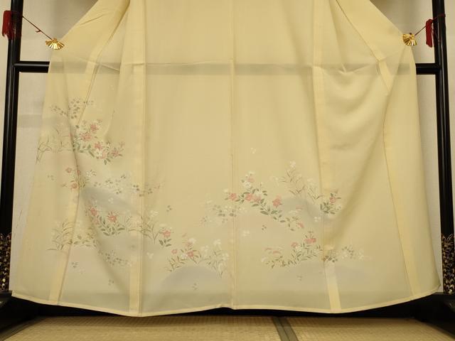 平和屋着物＊夏物　訪問着　絽　駒刺繍　草花文　正絹　逸品　AABH9367jd_2