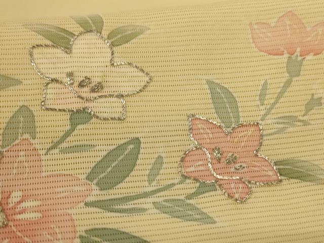 平和屋着物＊夏物　訪問着　絽　駒刺繍　草花文　正絹　逸品　AABH9367jd_5