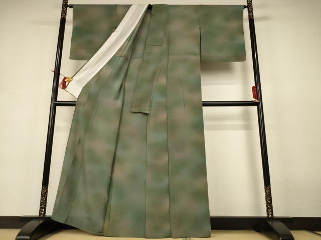 平和屋着物＊夏物　小紋　絽縮緬　霞文　暈し染め　正絹　逸品　AABH9429jd_2