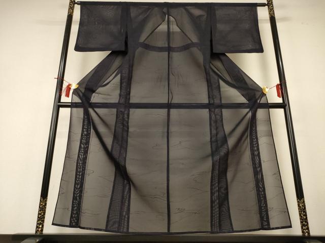 平和屋着物＊夏物　色無地　紗　黒紅色　正絹　逸品　AABH9430jd