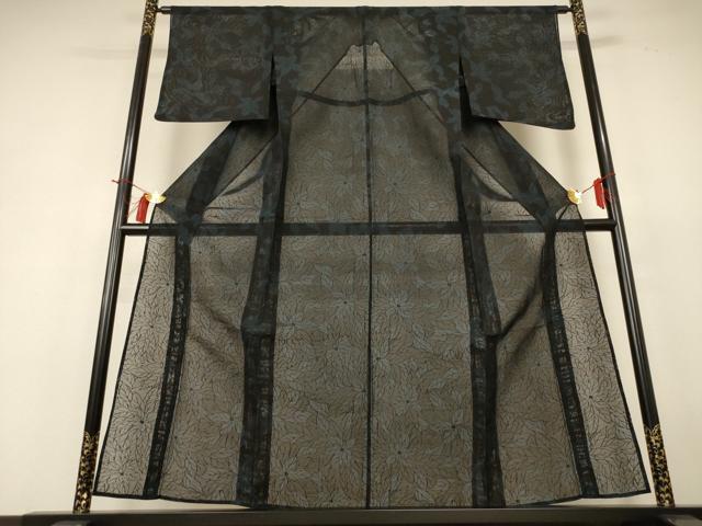 平和屋着物＊夏物　小紋　風通紗　草花文　正絹　逸品　AABH9439jd_1