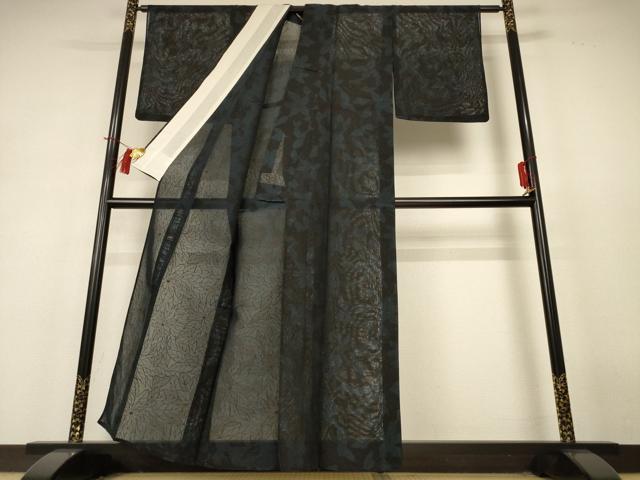 平和屋着物＊夏物　小紋　風通紗　草花文　正絹　逸品　AABH9439jd_2