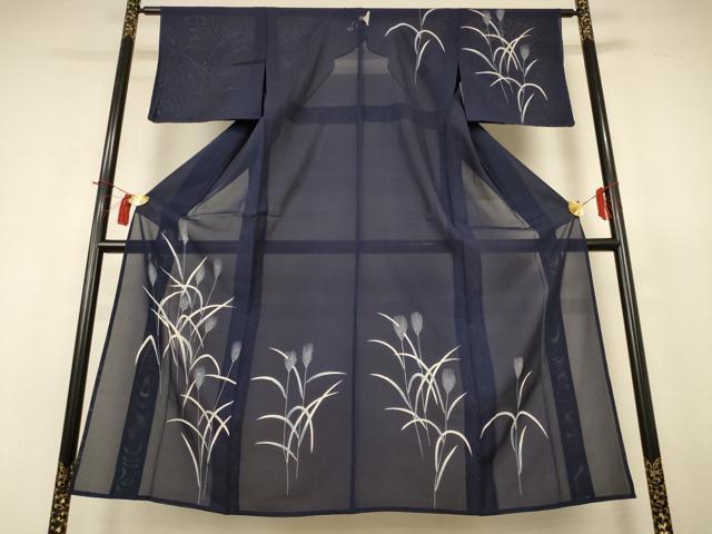 平和屋着物＊夏物　訪問着　絽　草花文　銀糸　正絹　逸品　AABH9452jd