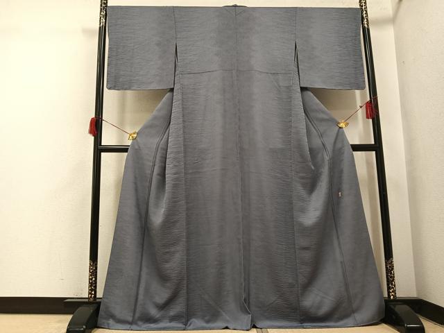 平和屋着物●本加賀友禅作家　柿本市郎　色無地　霞地紋　灰色　正絹　逸品　未使用　AABH9756ph_1