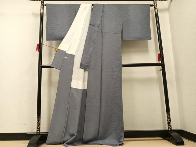 平和屋着物●本加賀友禅作家　柿本市郎　色無地　霞地紋　灰色　正絹　逸品　未使用　AABH9756ph_2