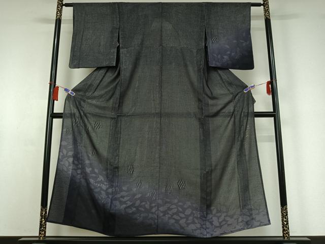 平和屋着物▽室華風　訪問着　無双　紗袷　紗×絽　舞葉文　暈し染め　銀彩　正絹　逸品　AABH9791jh