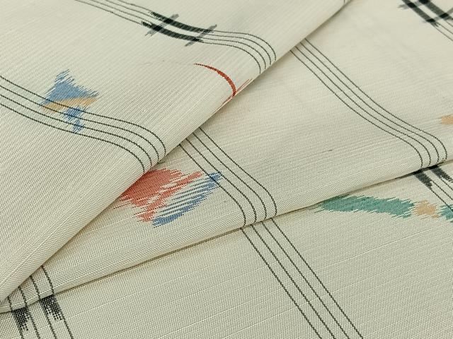平和屋着物▽上質な紬　単衣　けん玉　独楽　正絹　逸品　AABH9806jh