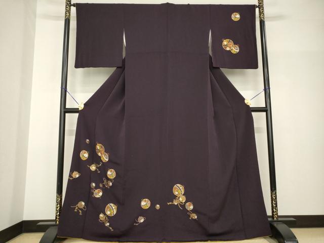 平和屋着物●訪問着　駒刺繍　鈴　金彩　鬼しぼ縮緬　正絹　逸品　AABH9950ck