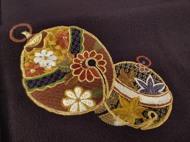 平和屋着物●訪問着　駒刺繍　鈴　金彩　鬼しぼ縮緬　正絹　逸品　AABH9950ck_5