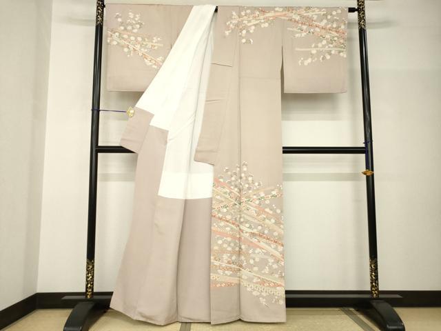 平和屋着物●訪問着　総刺繍　中国三大刺繍　汕頭刺繍　スワトウ刺繍　蔓帯花文　金糸　正絹　逸品　AABH9974ck_1