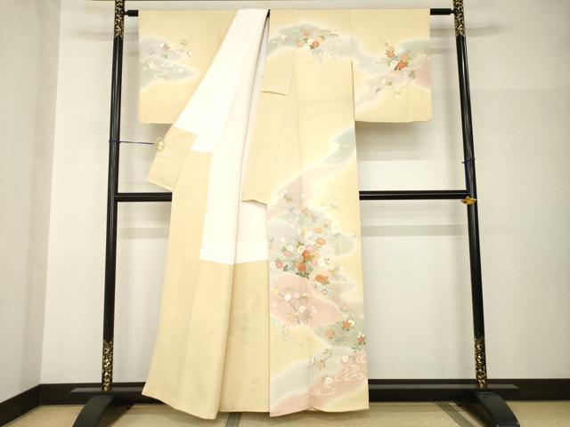 平和屋着物●創業460年・千總　訪問着　駒刺繍　流水花文　暈し染め　金彩　正絹　逸品　AABH9982ck_1