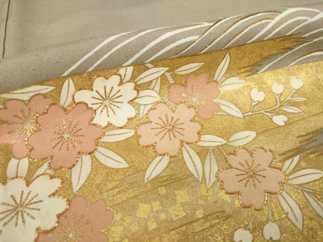 平和屋着物●創業460年・千總　色留袖　駒刺繍　立波草花文　金彩　正絹　逸品　AABH9986ck_6