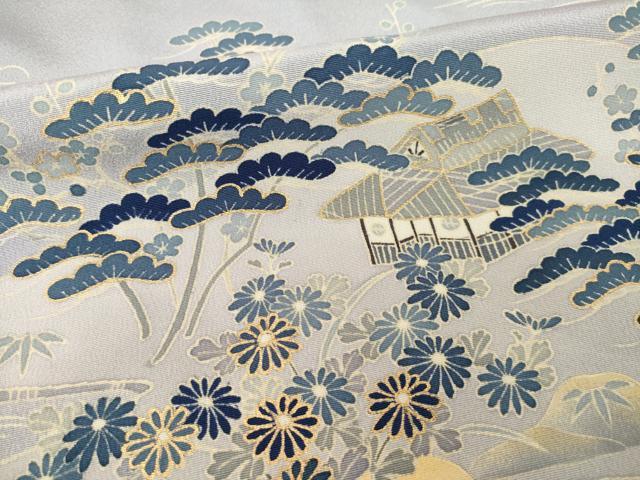 平和屋着物●訪問着　友禅　駒刺繍　風景松文　金彩　正絹　逸品　AABH9992ck_6