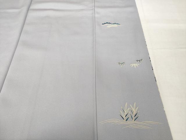 平和屋着物●訪問着　友禅　駒刺繍　風景松文　金彩　正絹　逸品　AABH9992ck_7