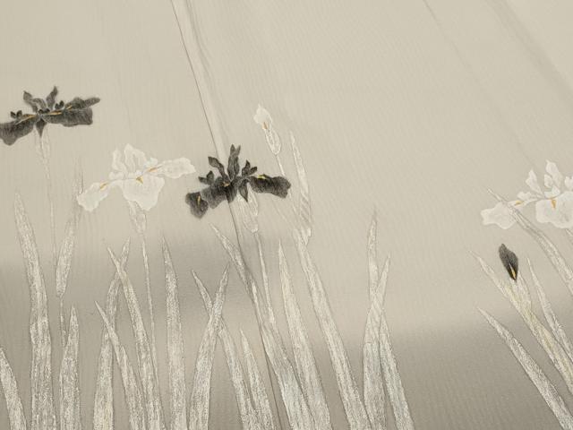 平和屋着物▽訪問着　単衣　手描き　草花文　暈し染め　金彩　三越扱い　正絹　逸品　AABI0186st_3
