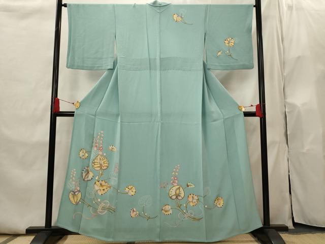 平和屋着物▽訪問着　単衣　葵　正絹　逸品　AABI0205st