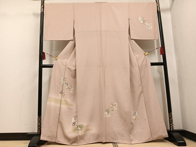 平和屋着物●訪問着　色紙楽器花文　正絹　逸品　AABI0529ph