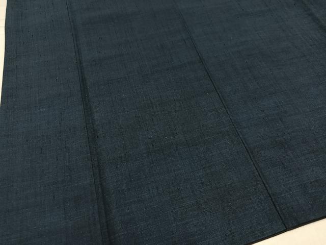 平和屋着物●男性　結城紬　アンサンブル　色無地　鉄御納戸色　井上商事　やまと誂製　証紙付き　正絹　逸品　AABI0544ph 平和屋着物○男性 結城紬 アンサンブル 色無地 鉄御納戸色 井上商事