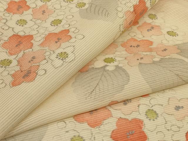 平和屋着物＊夏物　小紋　絽　紫陽花　銀彩　正絹　逸品　AABI0633jd