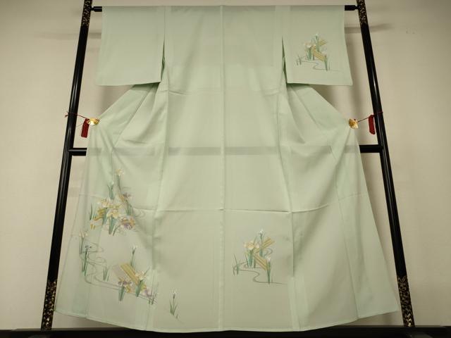 平和屋着物＊夏物　訪問着　絽　流水花鳥文　正絹　逸品　AABI0640jd