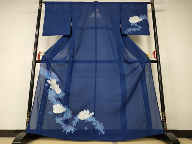 平和屋着物＊夏物　訪問着　絽　手描き　花鳥文　正絹　逸品　AABI0651jd